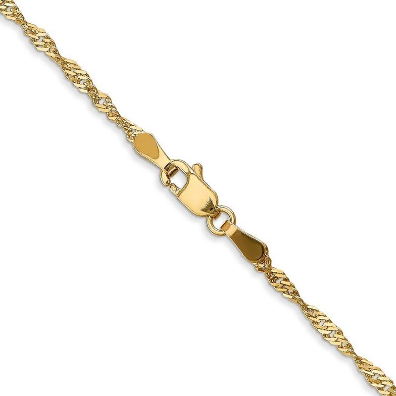Curata 14k Yellow Gold 1.6mm Diamond-cut Singapore Chain Necklace (Lobster) Options: 16 18 20 22 24