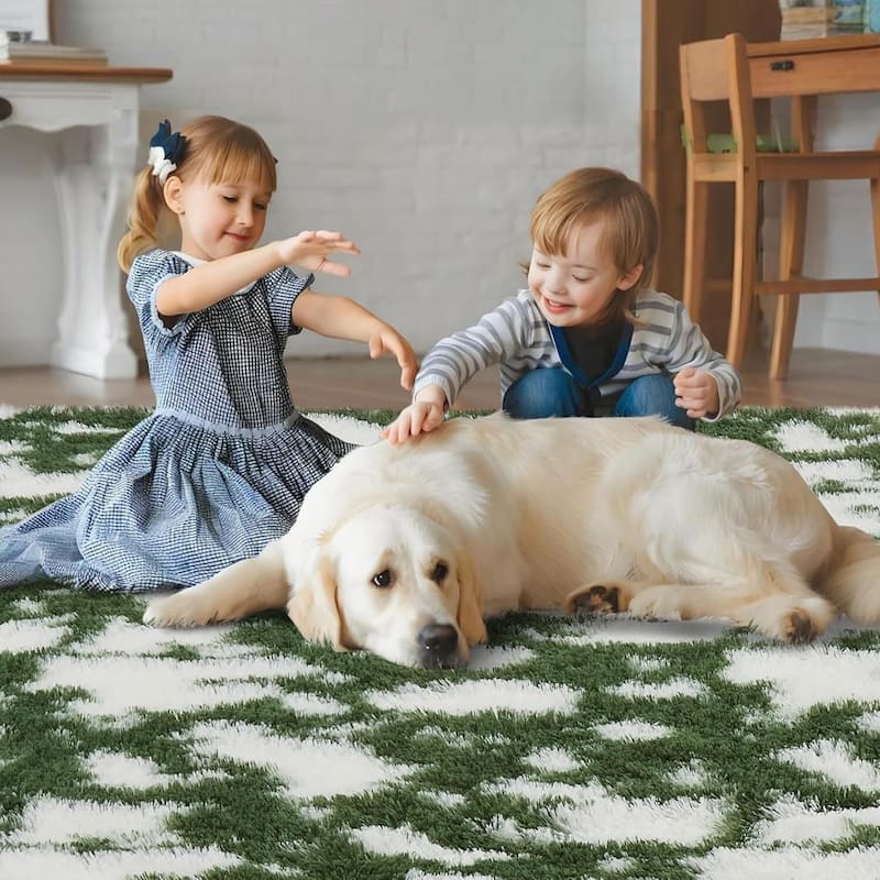 Modern Abstract Area Rug for Hallways Living Room Patio Decor Green - 2' x 3'
