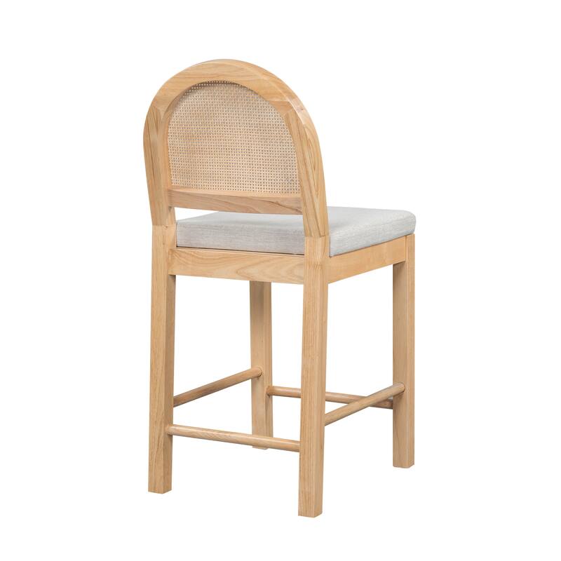Christopher Knight Home - Elowen Natural Rattan Woven Back with Upholstered Counter Bar Stool (Set of 2)