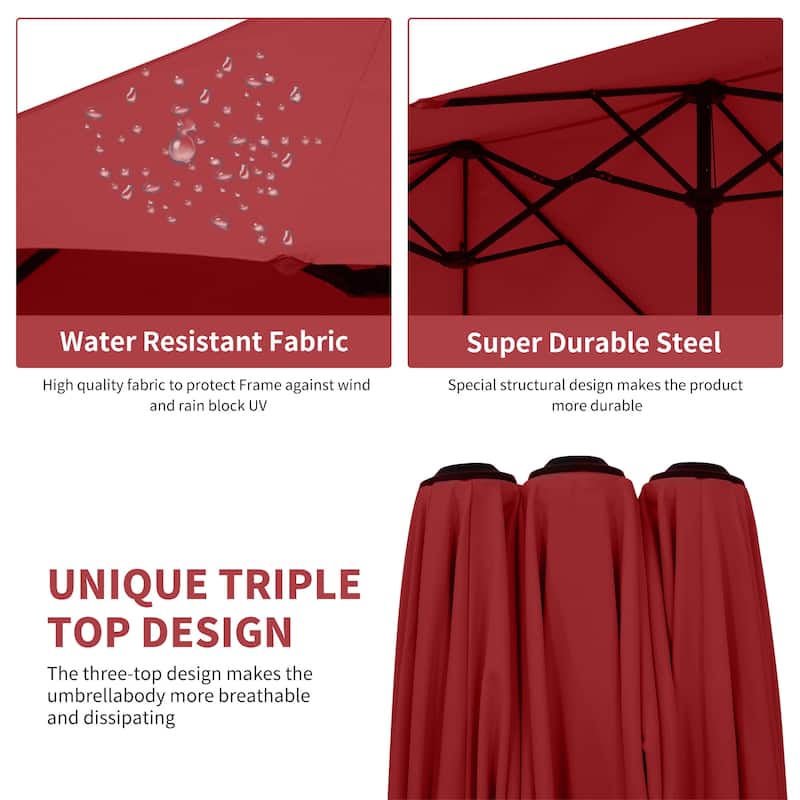 Ainfox 13FT/15FT Patio Umbrella Large Outdoor Umbrella with Base