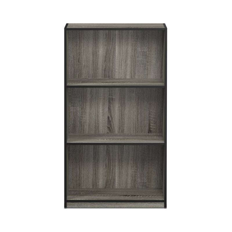 Porch & Den Chrystie Basic 3-shelf Bookcase - french oak grey/black