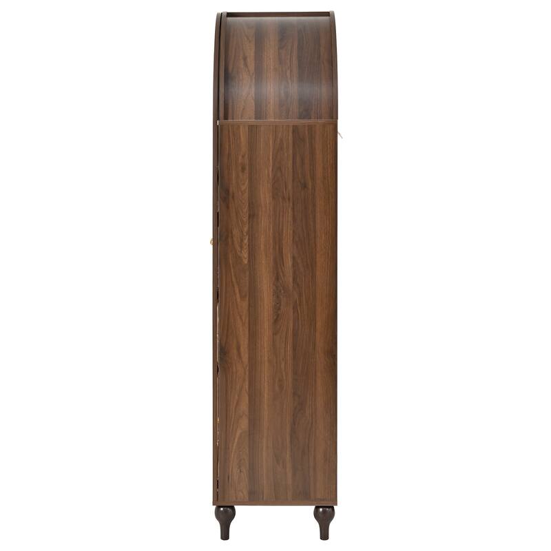 Christopher Knight Home - Farmhouse Arched Wood Kitchen Pantry Cabinet with Glass Doors & Hidden Drawers