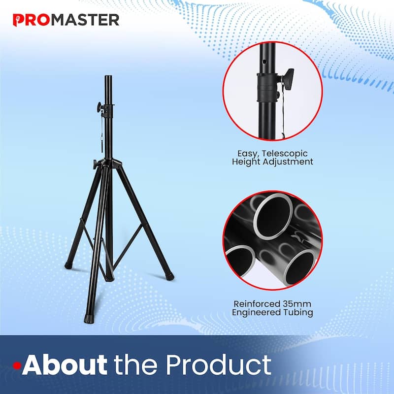 Tripod Speaker Stand - Universal and Telescopic Adjustable, Non-Slip Fleet, On-Stage and Studio-Quality Tripod Speaker Stand