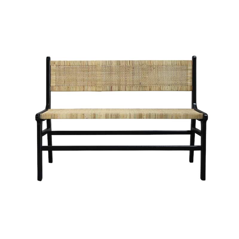 Woven Rectangular Rattan Bench - 47.25" - Black and Brown