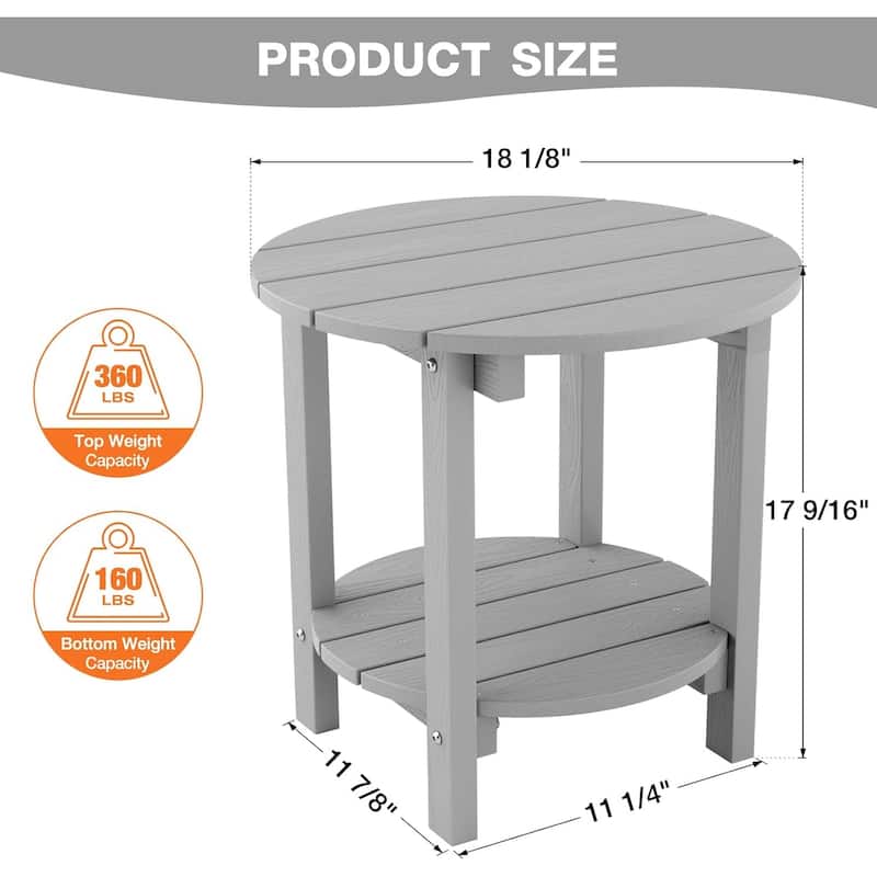 WINSOON All Weather HIPS Outdoor Side Table,Round Table