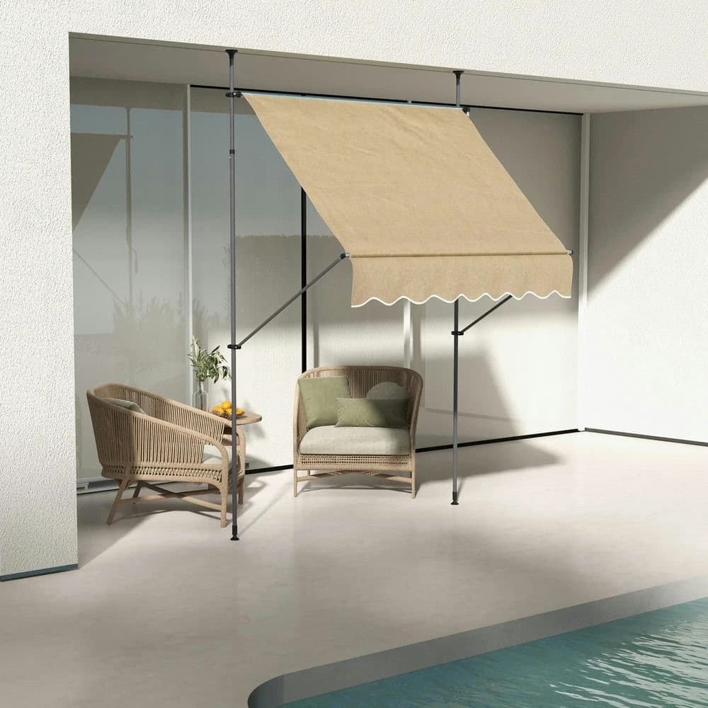 6.5'x4' Manual Retractable Awning,Non-Screw Patio Awning,UV Resistant