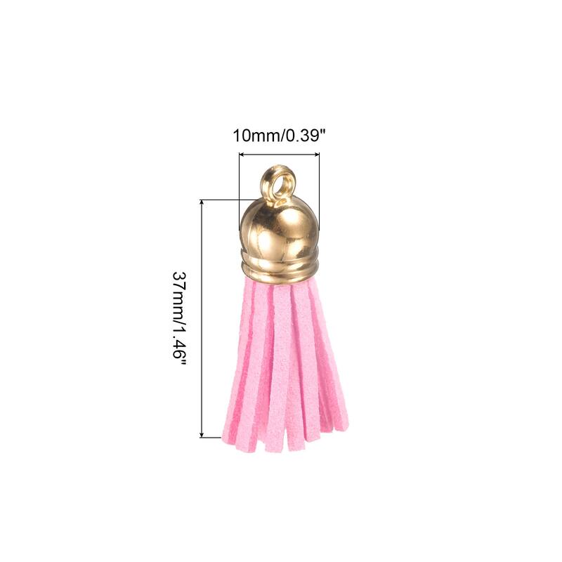 1.46" Leather Tassel Keychain for Bracelet DIY Craft Accessory 50Pcs - Pink