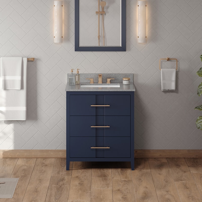 Jeffrey Alexander VKITKAT30R-MARBLE Katara 30" Free Standing Vanity - Hale Blue / Steel Grey - Painted