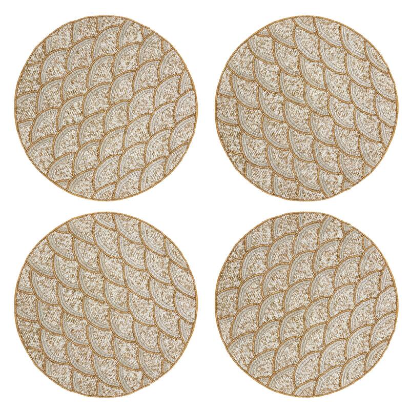 Beaded Placemats With Scallop Design (Set of 4)