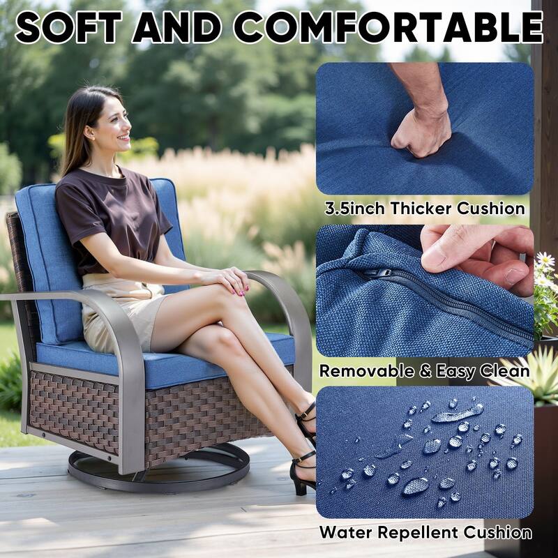 Patio 4PCS Swivel Chair with Fire Pit Table