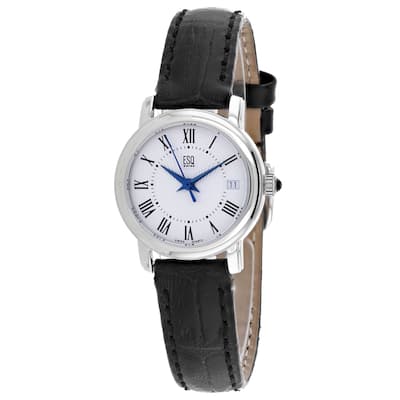 ESQ Women's Black Leather Silver Stainless Steel Quartz White Dial Watch - 7100967 - 6 (36)