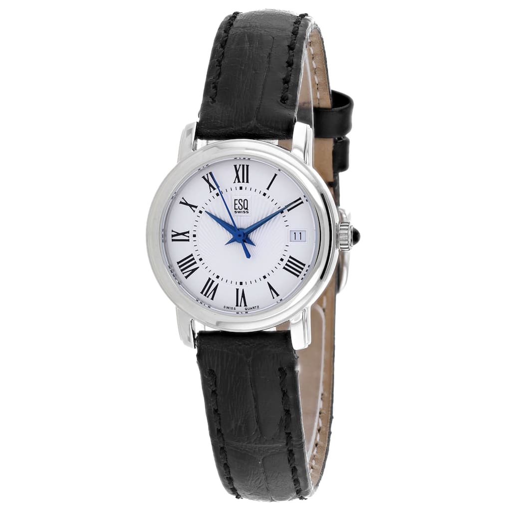 ESQ Women's Black Leather Silver Stainless Steel Quartz White Dial Watch - 7100967 - 6 (36)