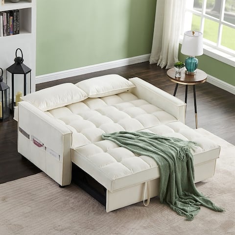 Multifunctional Sofa Bed, Velvet Two-seater Sofa, Tufted Couch. - 58" x 34" x 33"
