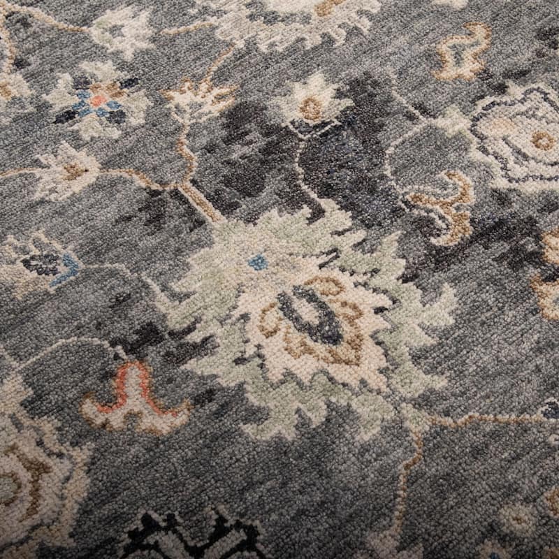 Alora Decor Lush Black Floral Hand Knotted Wool Traditional Area Rug