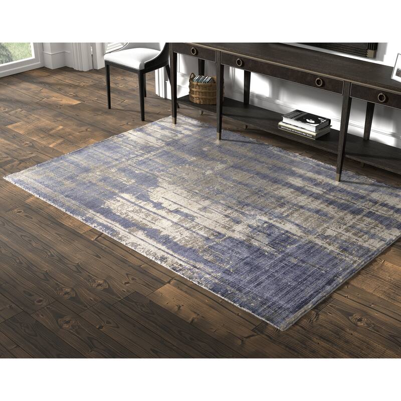 Domani Grey/Blue Transitional Drip Area Rug - 5' x 7' - Grey/Blue