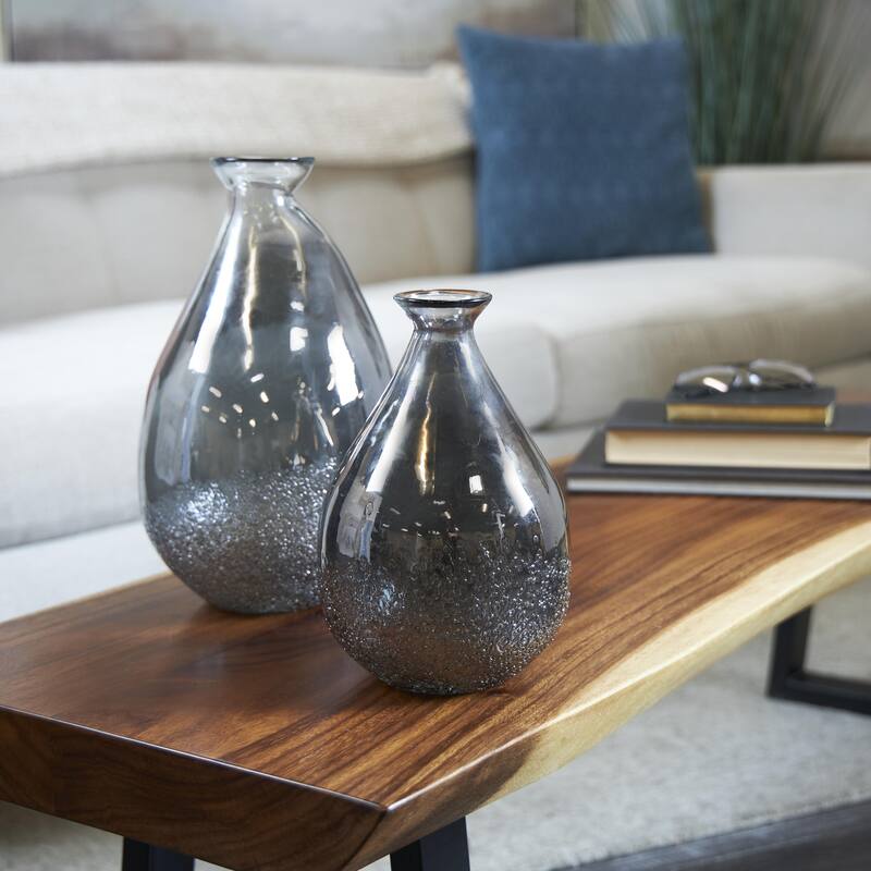 Glass Blown Teardrop Decorative Vase - Set of 2 Gold, Green, Gray - Roche River Decor