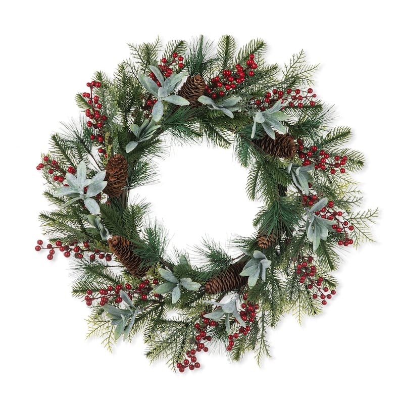 Glitzhome Christmas Berry Pinecone & Bell Teardrop Wreath Door Hanging Decor - Wreath
