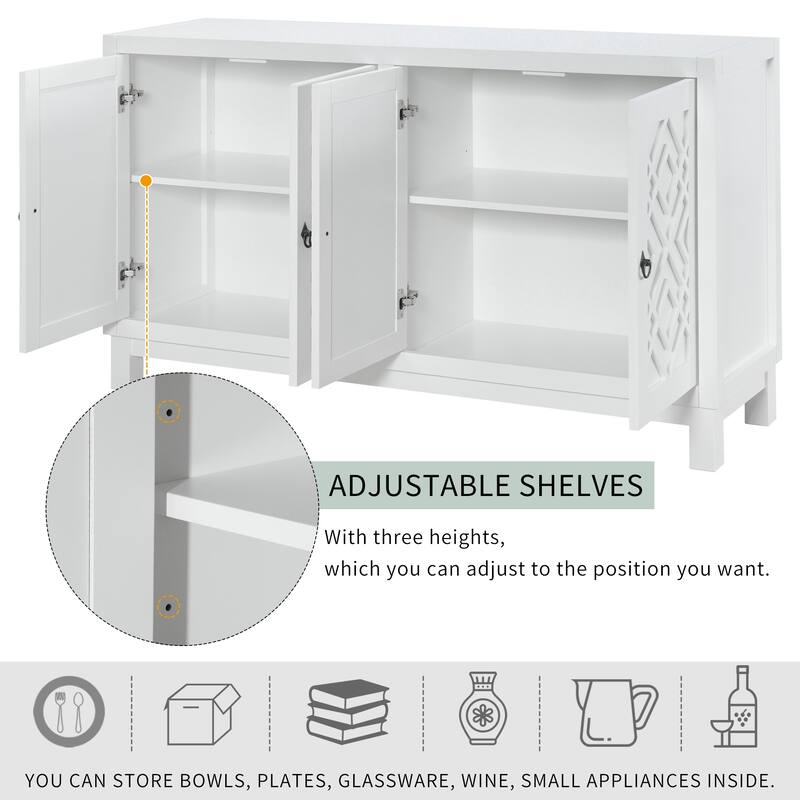 Nestfair 4 Door Buffet Cabinet Sideboard with Pull Ring Handles