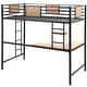 preview thumbnail 7 of 7, Contemporary, Elegant and Concise Twin Metal Loft Bed with Headboard and Footboard, Desk and Shelve,Black