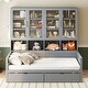 preview thumbnail 3 of 53, Full Size and Twin Size Wooden Daybed with Glass-Door Storage Cabinets, Built-in LED Lighting and Shelves Grey - Twin