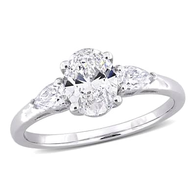 Miadora 1 3/4ct DEW Created Moissanite 3-Stone Ring in 10k White Gold