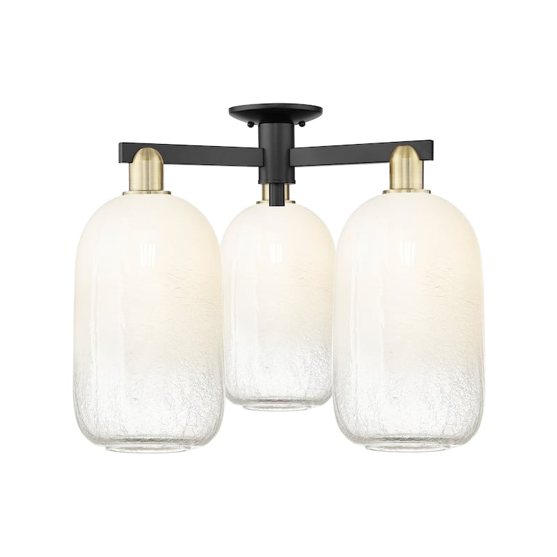 Innovations Lighting 716-3F-17-25 Brookhaven Cloche Semi-Flush - Black Antique Brass / Opal