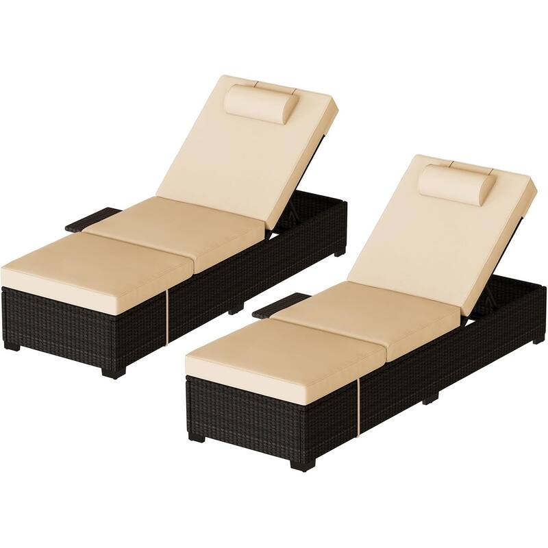 Chaise Lounge Chair Outdoor Set of 2