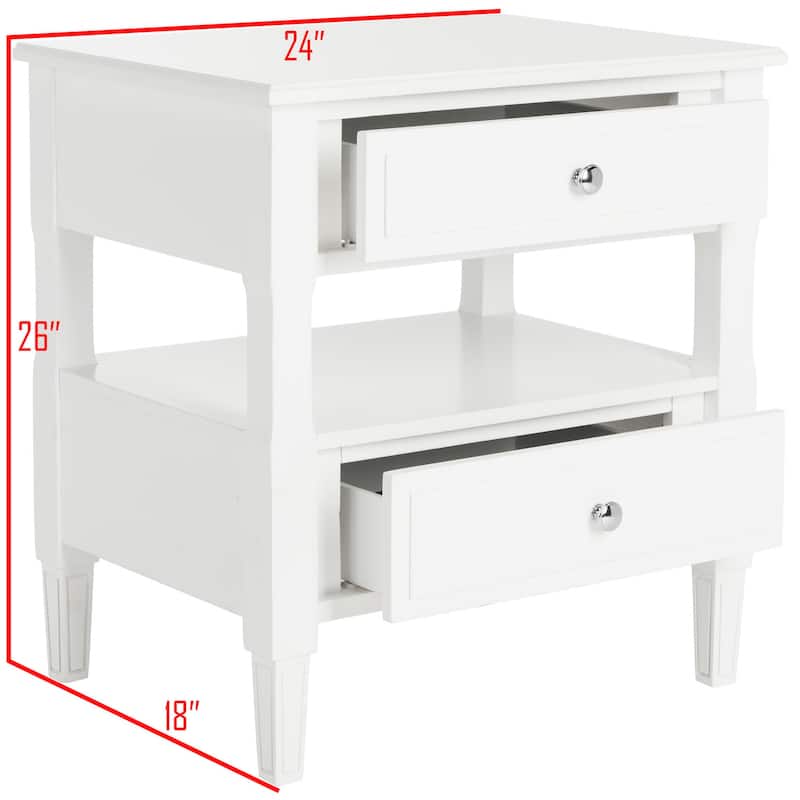 SAFAVIEH Terri Two Drawer White Nightstand