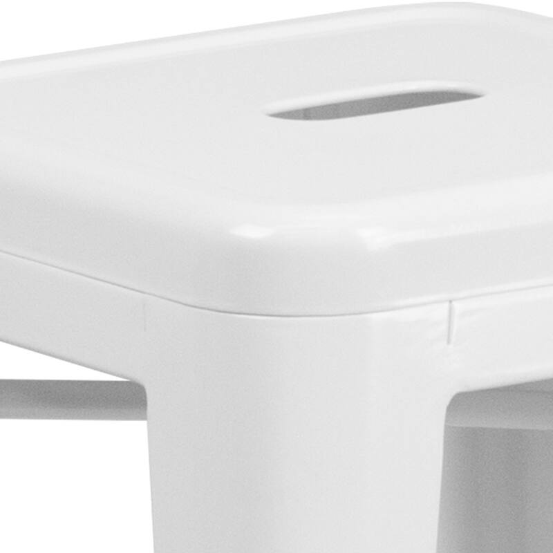 24" High Backless Metal Indoor-Outdoor Counter Height Stool w/Square Seat