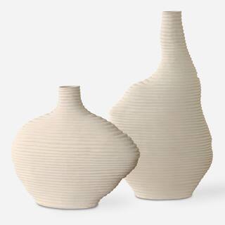 Uttermost Duostacked Matte White Vases, Set of 2
