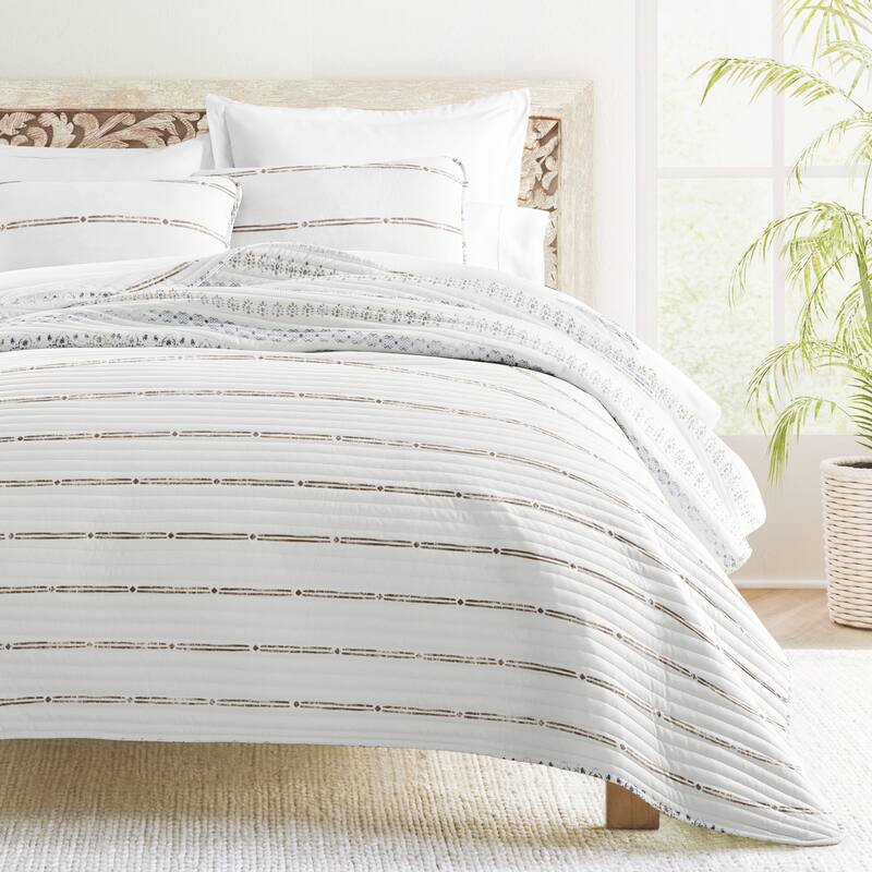 Becky Cameron All Season 3 Piece Striped Reversible Quilt Set