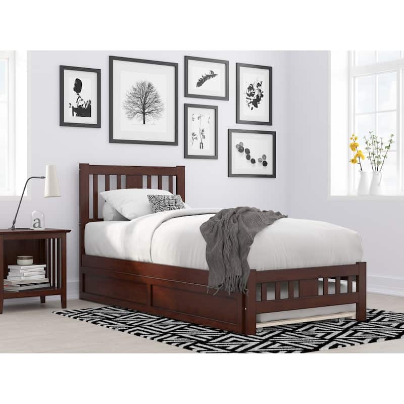 Tahoe Twin XL Bed with Footboard and Twin XL Trundle in Walnut