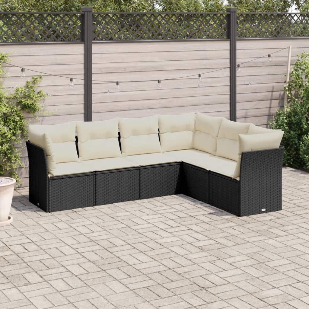 vidaXL Garden Sofa Set Black, Cream White - 24.4 x 24.4 x 27.2