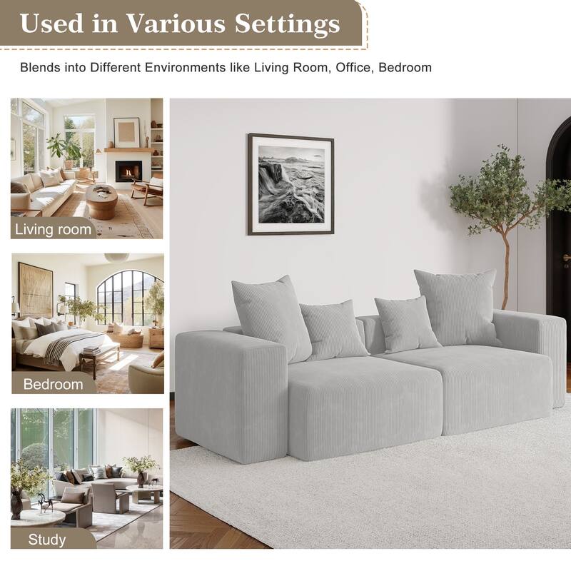 Oversized Corduroy Upholstery Modular Sofa No Assembly