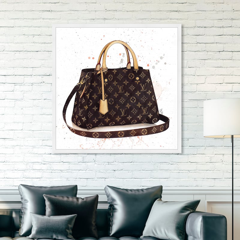 Oliver Gal 'Doll Memories -Details Bag' Fashion and Glam Framed Wall Art Prints Handbags - Brown, Brown - 36 x 36 - White
