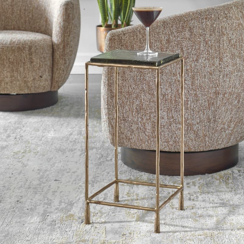 Hammered Iron Accent Table - 24" - Antique Gold Finish