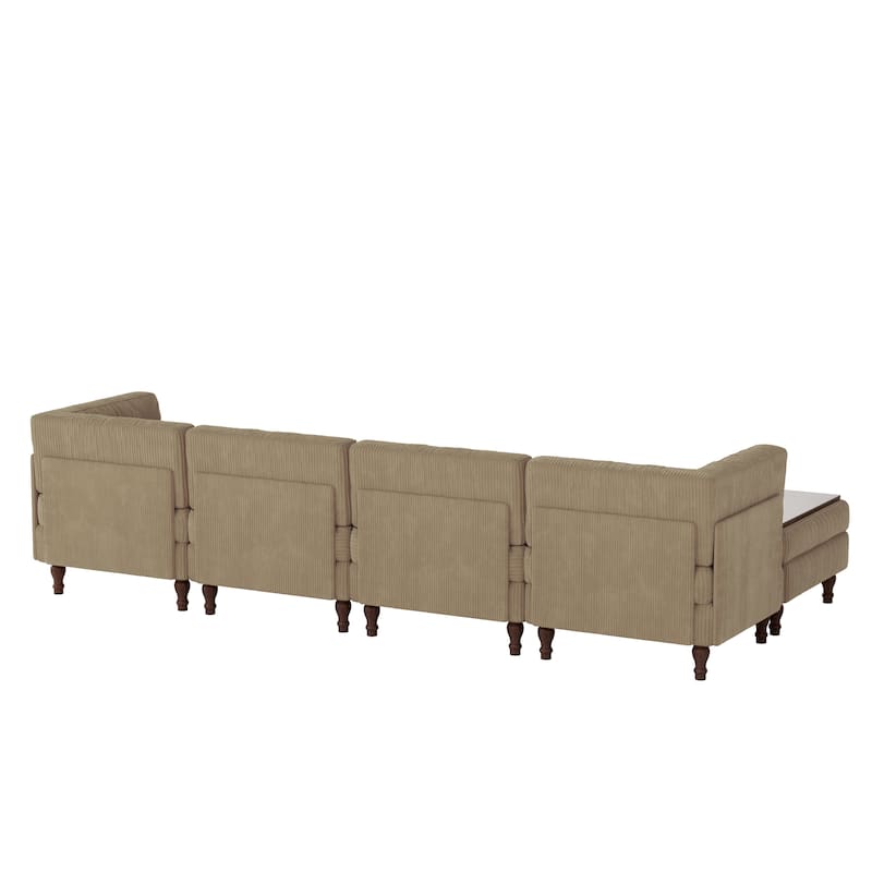 Oversized Modular Sectional Corduroy Fabric Tufted Sofa
