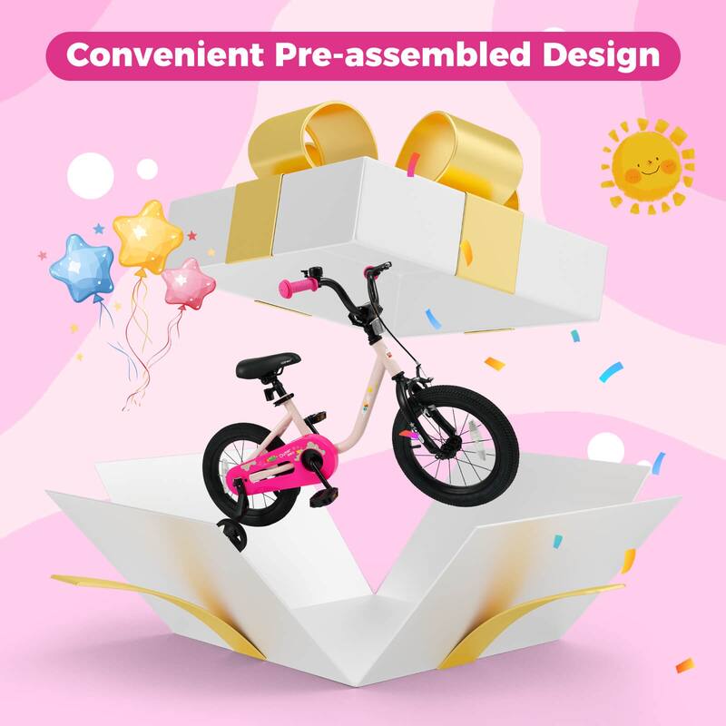 Costway 12-Inch Kids Bicycle with Adjustable Seat Front Handbrake & - See Details