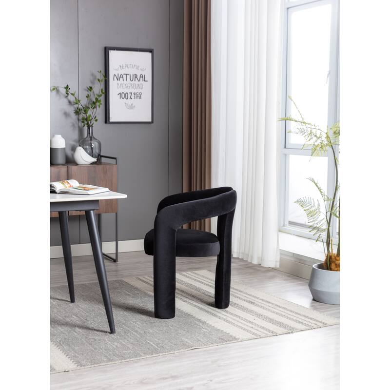 Set of 2 Black Velvet Fabric Upholstered Armchair Dining Chair Barrel Side Chairs Accent Chair for Living Room Bedroom Kitchen