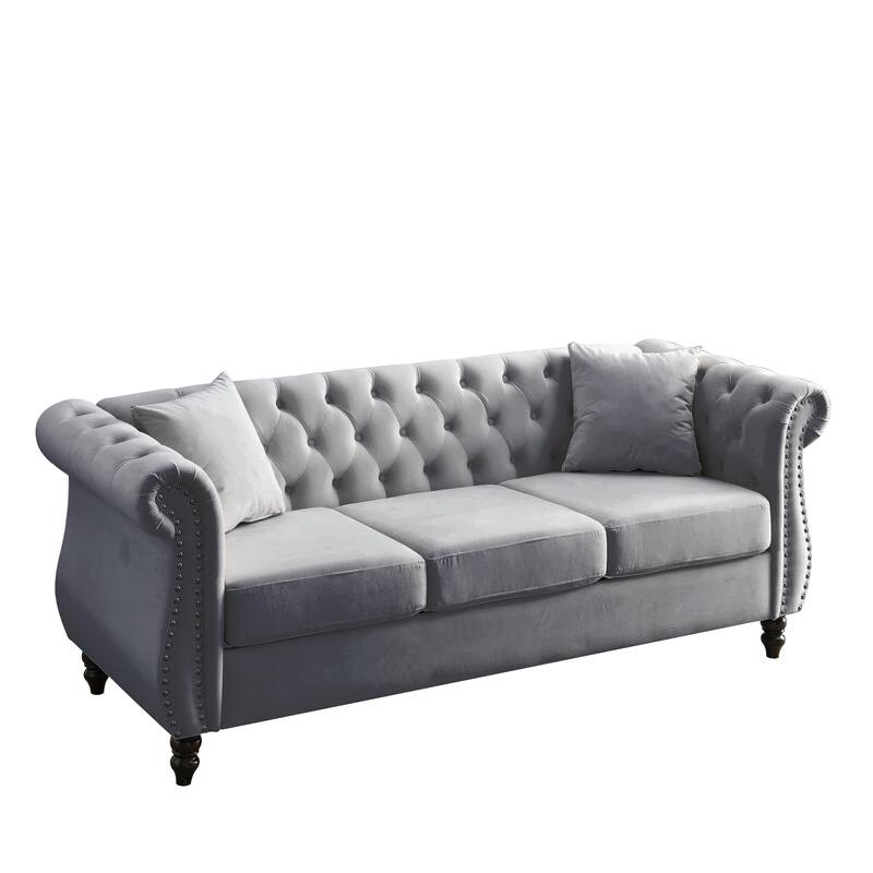 Classic 6-Seater Chesterfield Sofa, Durable Wood Frame, Foam Seating, and Removable Cushions