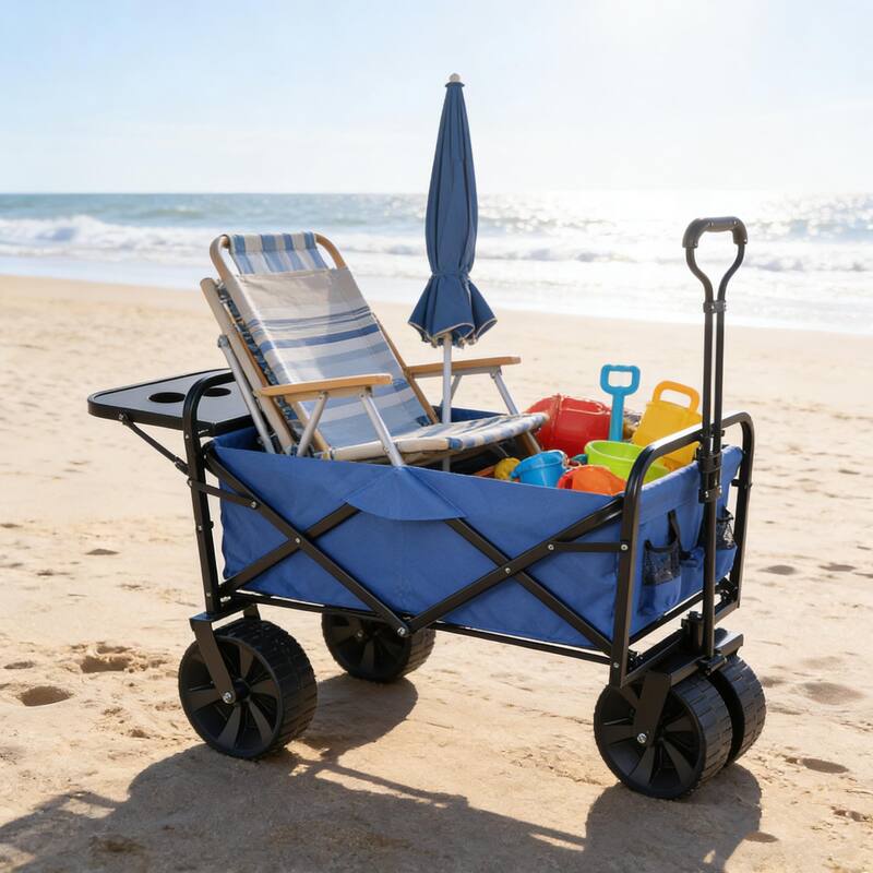 Folding Garden & Beach Utility Wagon Cart, Blue