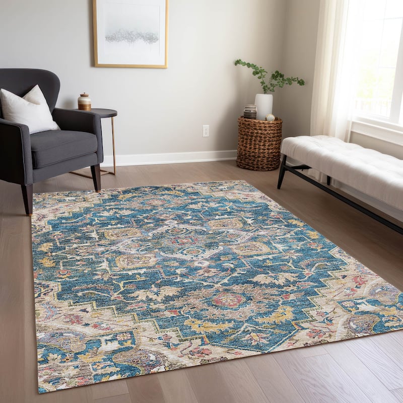 Machine Washable Indoor/ Outdoor Chantille Traditional Boho Rug