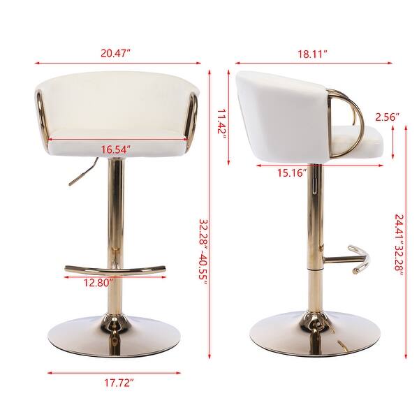 Set of 2 Bar Stools with Chrome Footrest And Base Swivel Height