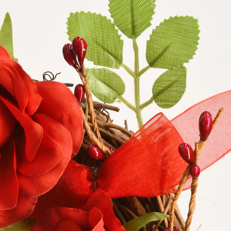 National Tree Company 16 in. Valentine Heart Synthetic Rose 16-inch Wreath