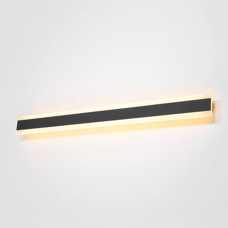 1-Light Modern Linear Strip Acrylic 3000K IP65 Integrated LED Warm Light Waterproof Outdoor Wall Light
