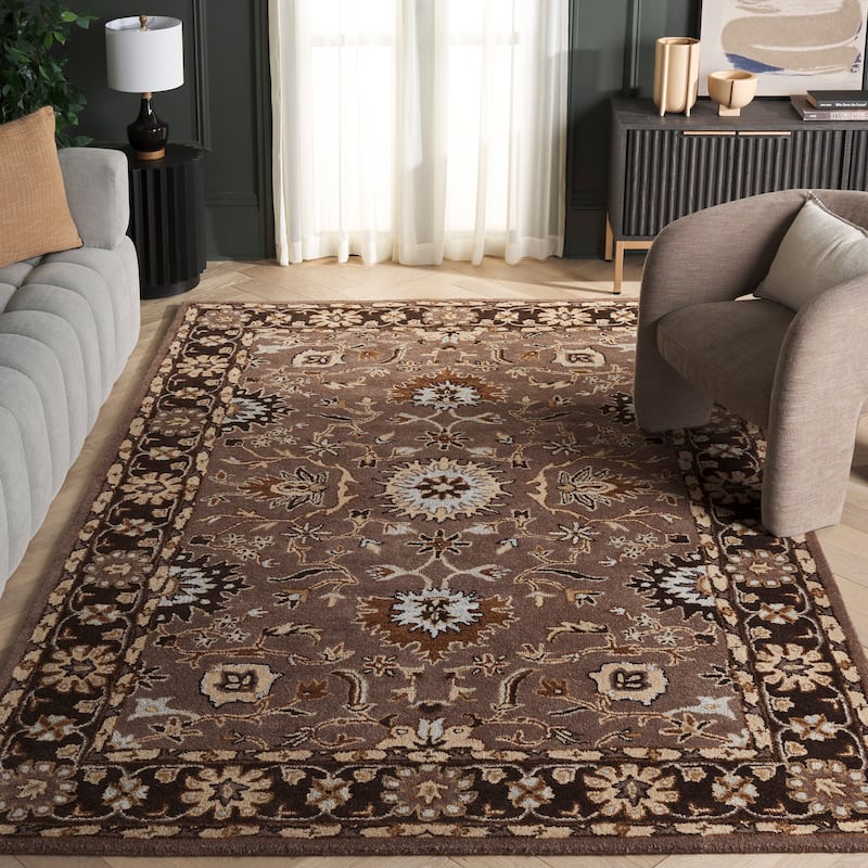 SAFAVIEH, Handmade Anatolia Patricie Traditional Oriental Hand-spun Wool Rug - 8' x 10' - Grey/Dark Grey