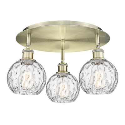 Innovations Lighting Athens Water Glass - 3 Light 18" Flush Mount
