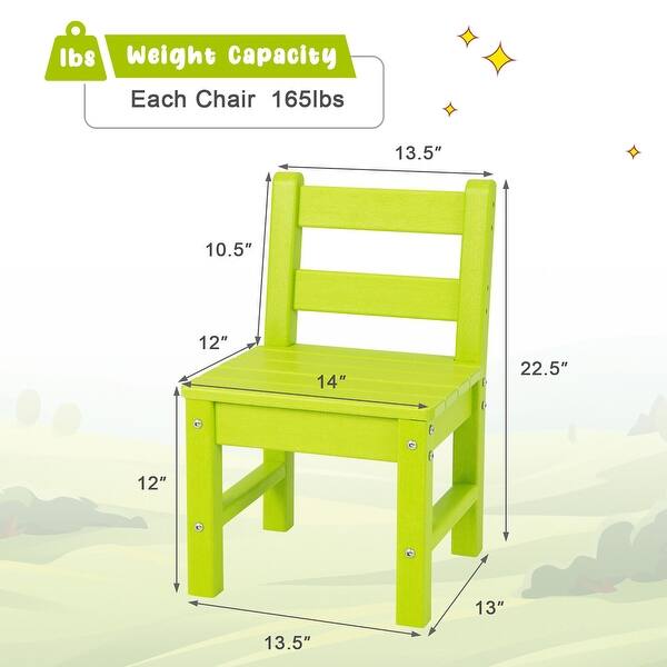 dimension image slide 3 of 4, Gymax 2 PCS Kids Chairs Indoor Outdoor Heavy-Duty All-Weather Children