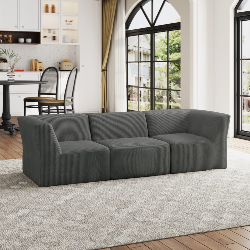 Modern Corduroy Fabric Loveseats Sofa Sectional Sofa
