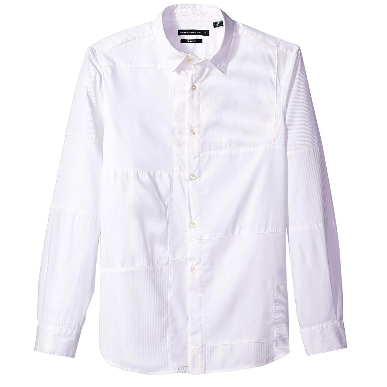 mens white long sleeve button down collar shirt